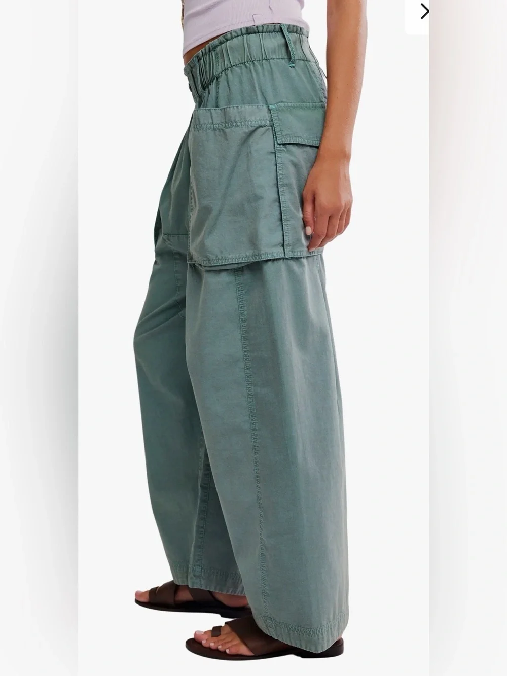 Free People Costa Straight Leg Harem Pant Stormy Sea Green Size XS